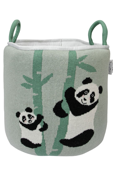 Knitted Storage Basket With Panda Pattern