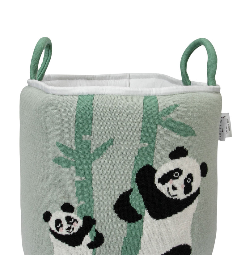 Knitted Storage Basket With Panda Pattern