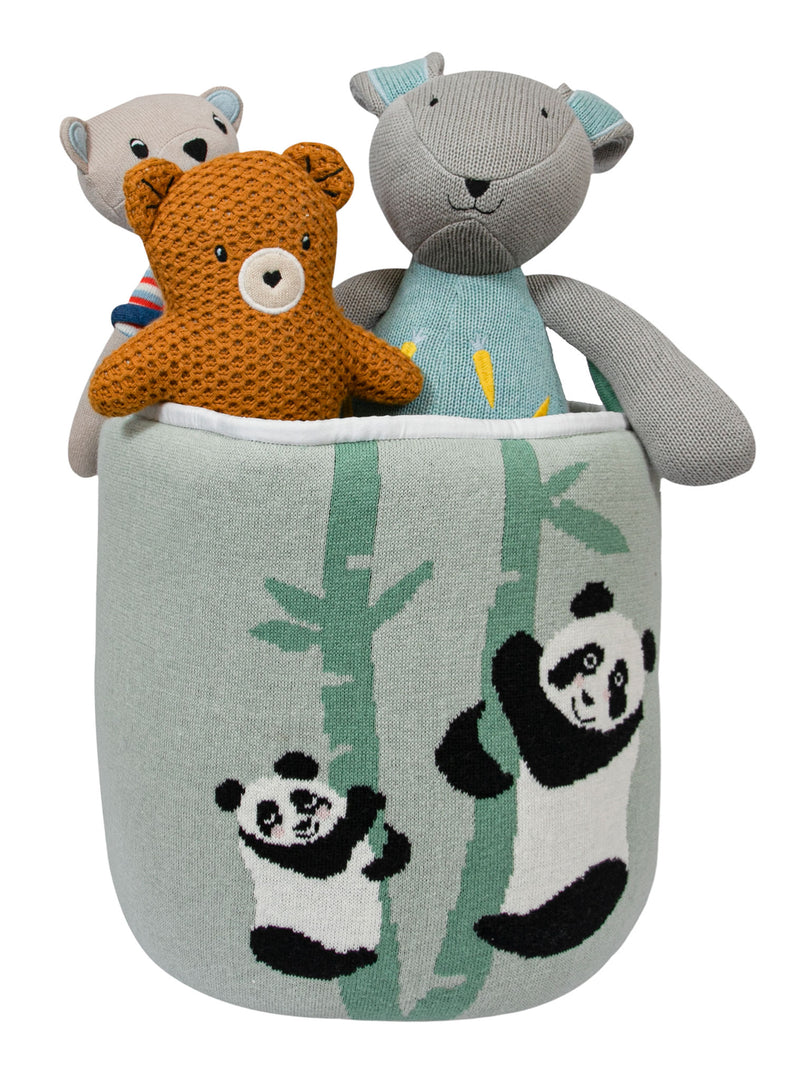 Knitted Storage Basket With Panda Pattern