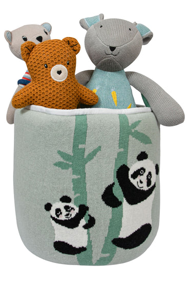 Knitted Storage Basket With Panda Pattern