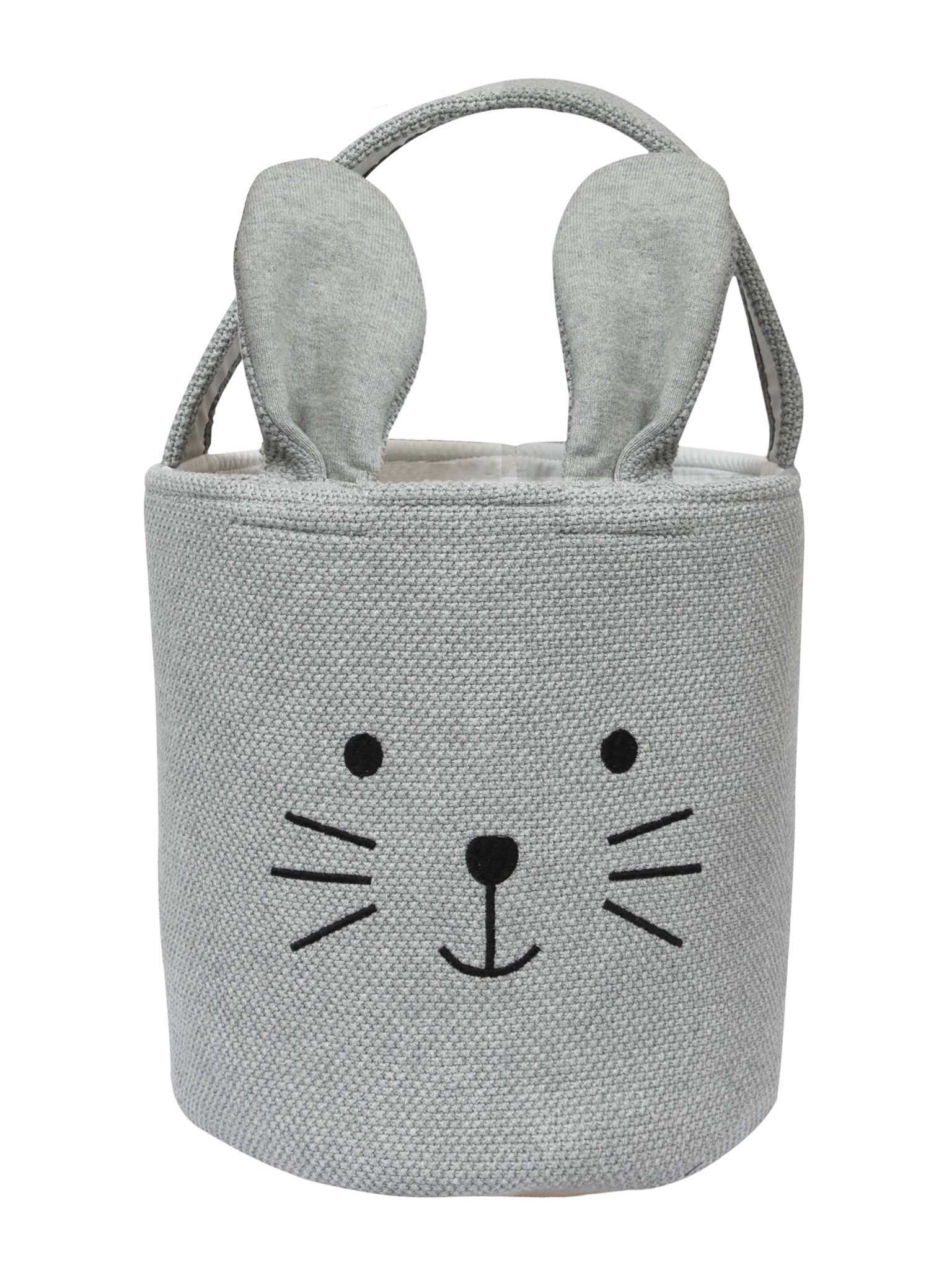 Knitted Storage Basket With Rabbit Pattern