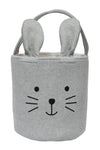 Knitted Storage Basket With Rabbit Pattern