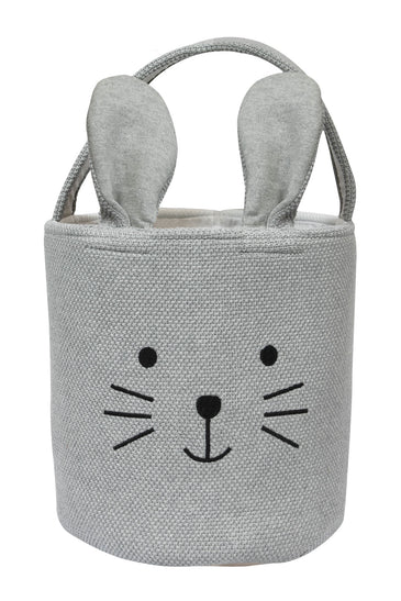 Knitted Storage Basket With Rabbit Pattern