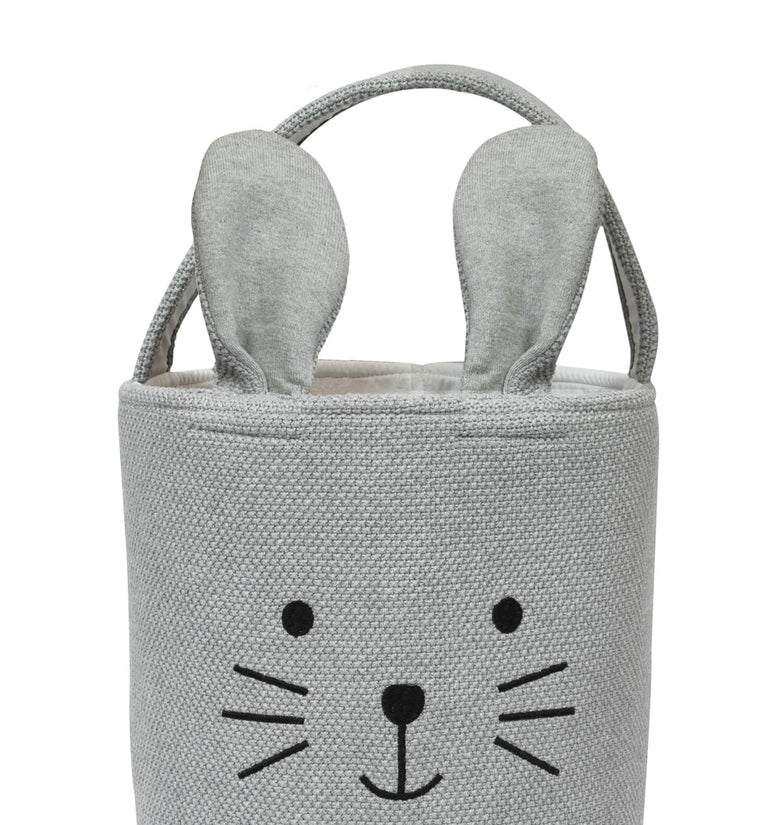 Knitted Storage Basket With Rabbit Pattern