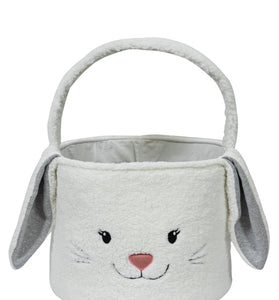 Knitted Storage Basket With Rabbit Pattern