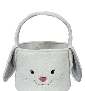 Knitted Storage Basket With Rabbit Pattern