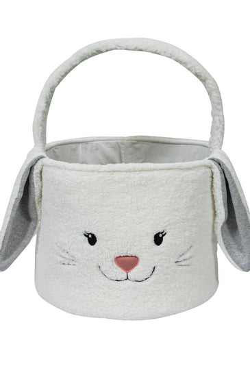 Knitted Storage Basket With Rabbit Pattern