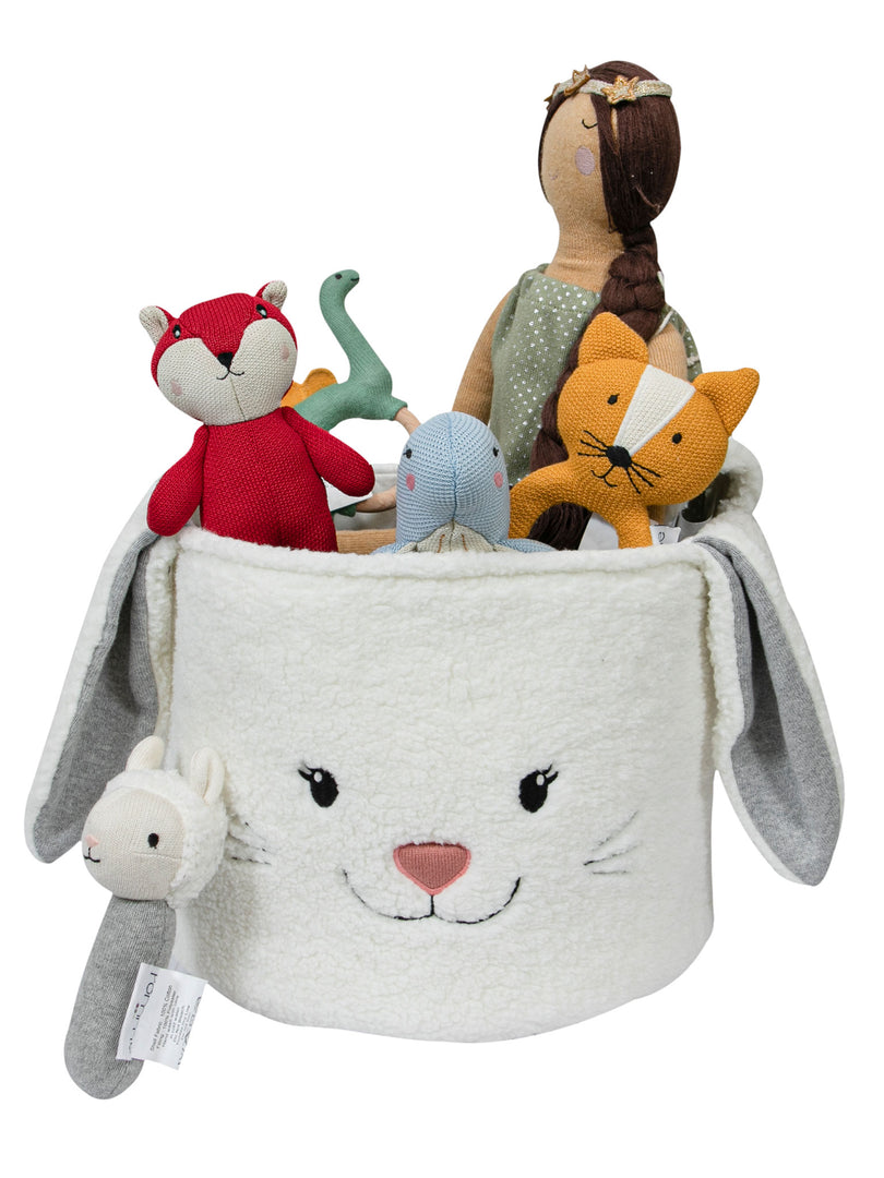 Knitted Storage Basket With Rabbit Pattern