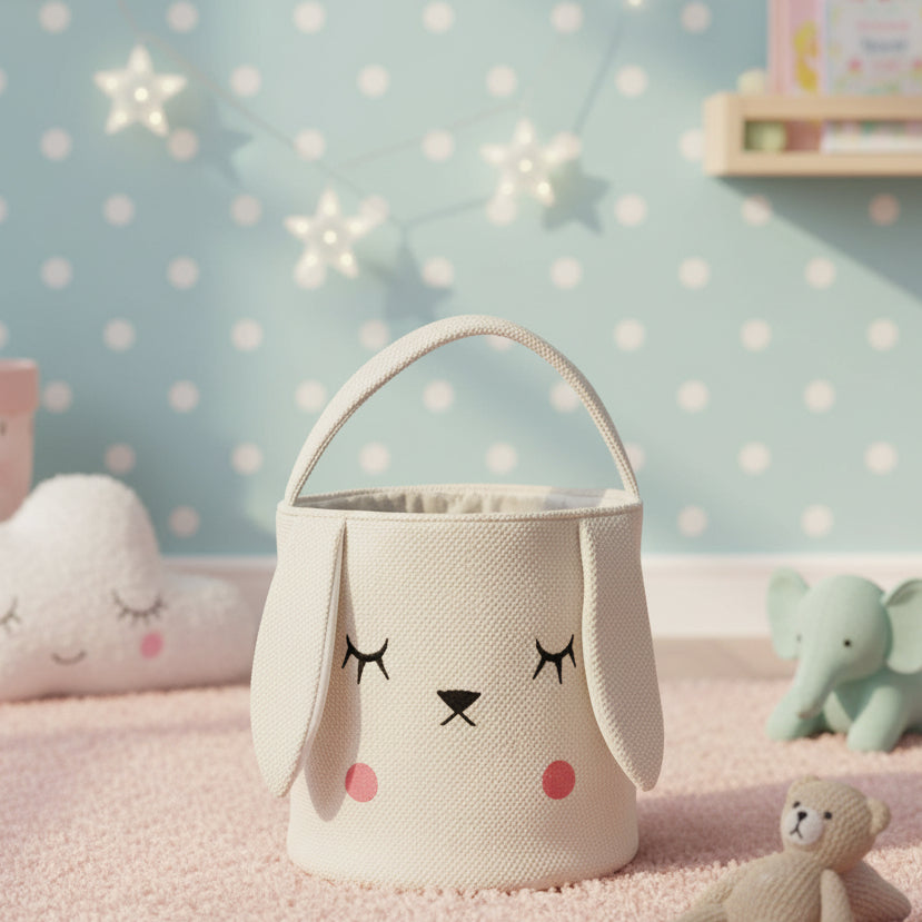 Pomme Cotton Knitted Shy Bunny Storage Basket