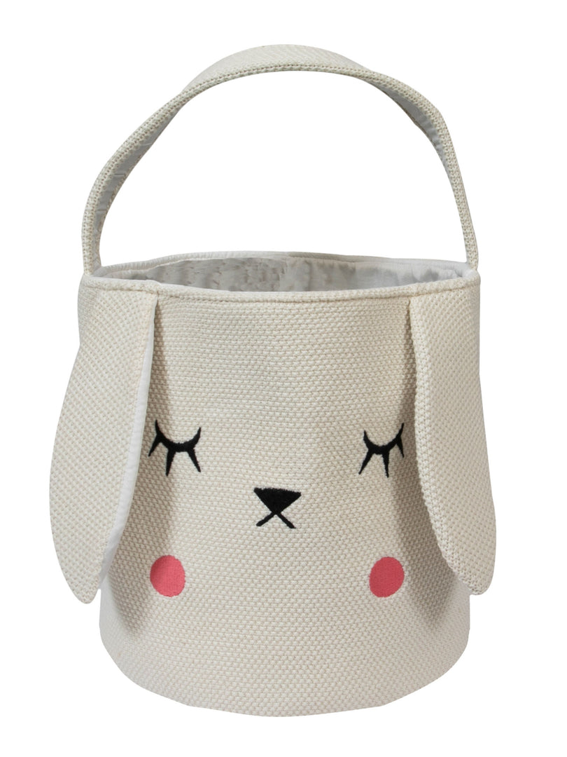 Knitted Storage Basket With Bunny Pattern