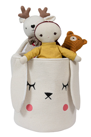 Knitted Storage Basket With Bunny Pattern