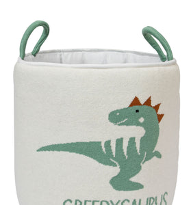 Knitted Storage Basket With Dino Pattern