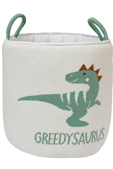 Knitted Storage Basket With Dino Pattern