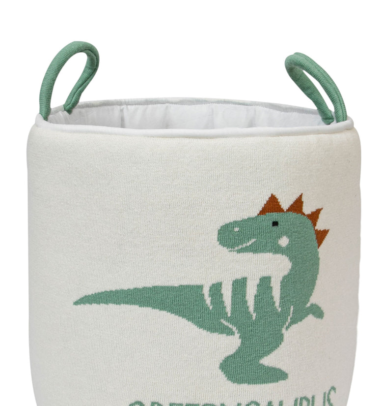 Knitted Storage Basket With Dino Pattern
