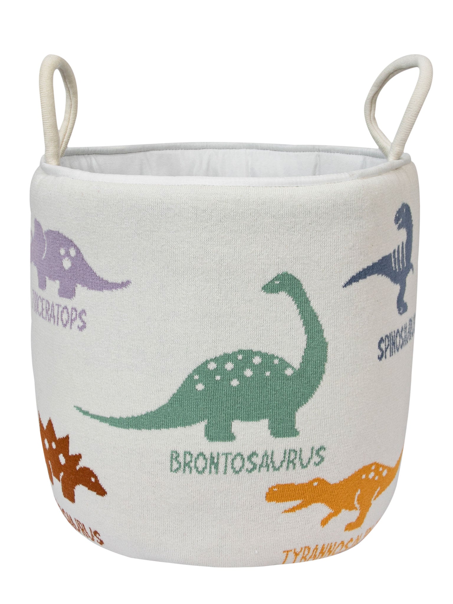 Knitted Storage Basket With Dino Pattern