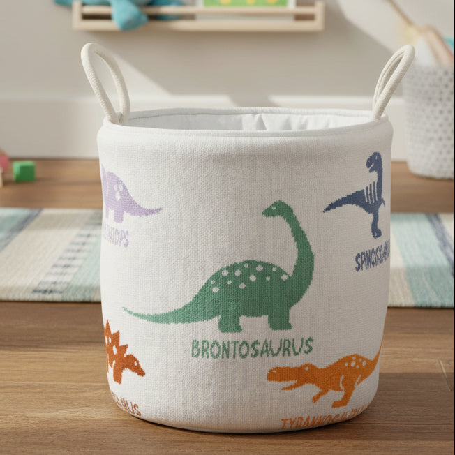 Pomme Cotton Knitted Dinos Storage Basket
