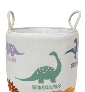 Knitted Storage Basket With Dino Pattern