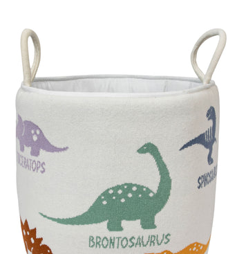Knitted Storage Basket With Dino Pattern