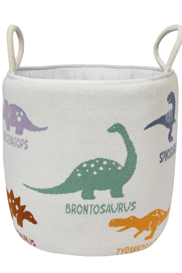 Knitted Storage Basket With Dino Pattern