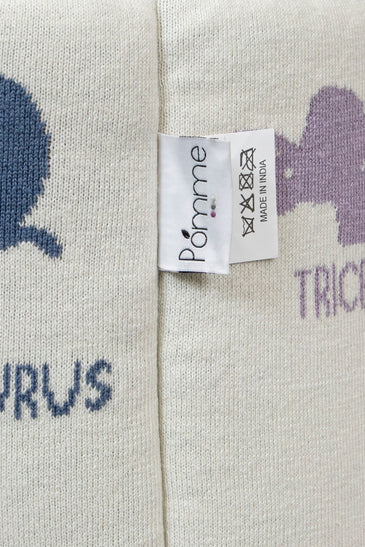 Knitted Storage Basket With Dino Pattern