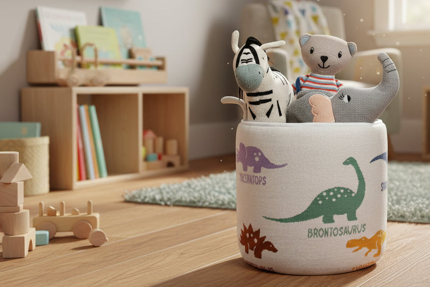 Pomme Cotton Knitted Dinos Storage Basket