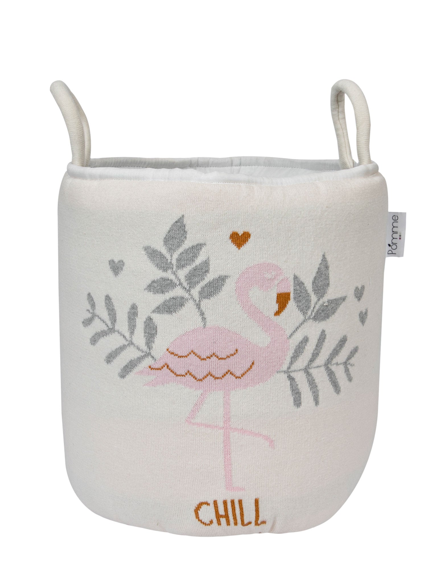 Knitted Storage Basket With Flamingo pattern