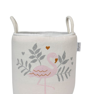 Knitted Storage Basket With Flamingo pattern