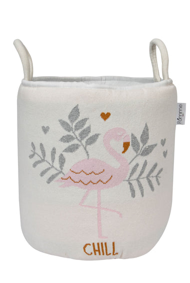 Knitted Storage Basket With Flamingo pattern