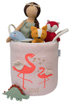 Knitted Storage Basket With Flamingo Pattern
