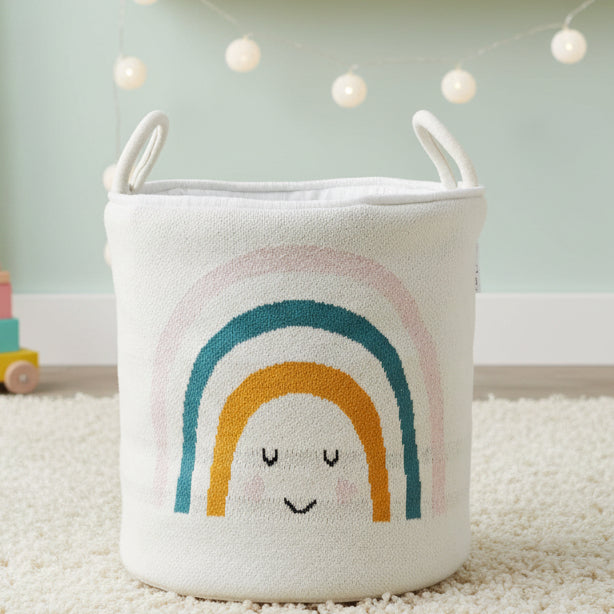 Pomme Cotton Knitted Happy Rainbow Storage Basket