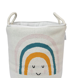 Knitted Storage Basket With Rainbow Pattern