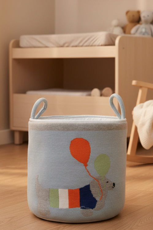 Pomme Cotton Knitted Dog with Balloon Storage Basket