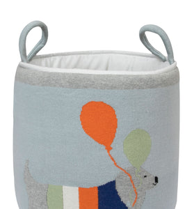 Knitted Storage Basket With Dog pattern