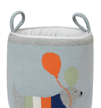 Knitted Storage Basket With Dog pattern