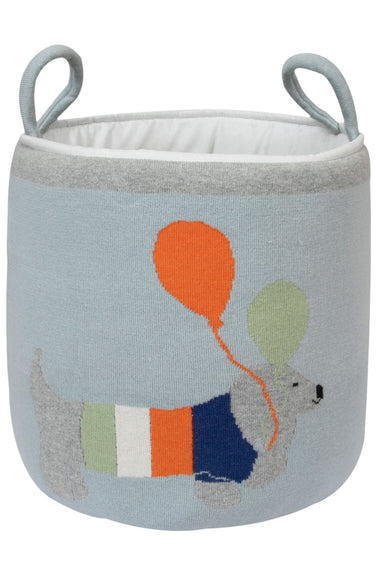 Knitted Storage Basket With Dog pattern