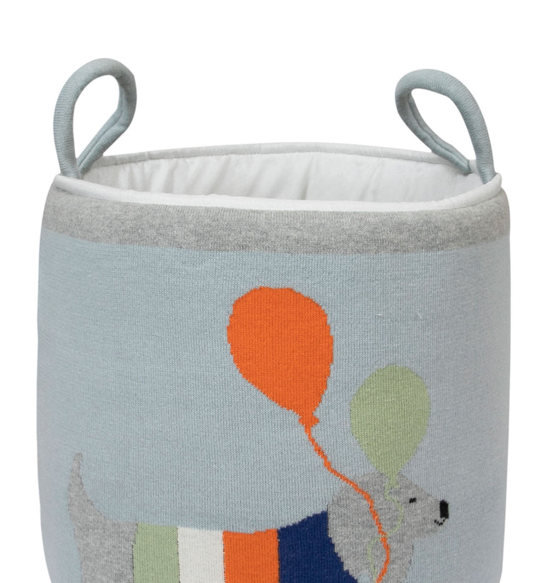 Knitted Storage Basket With Dog pattern