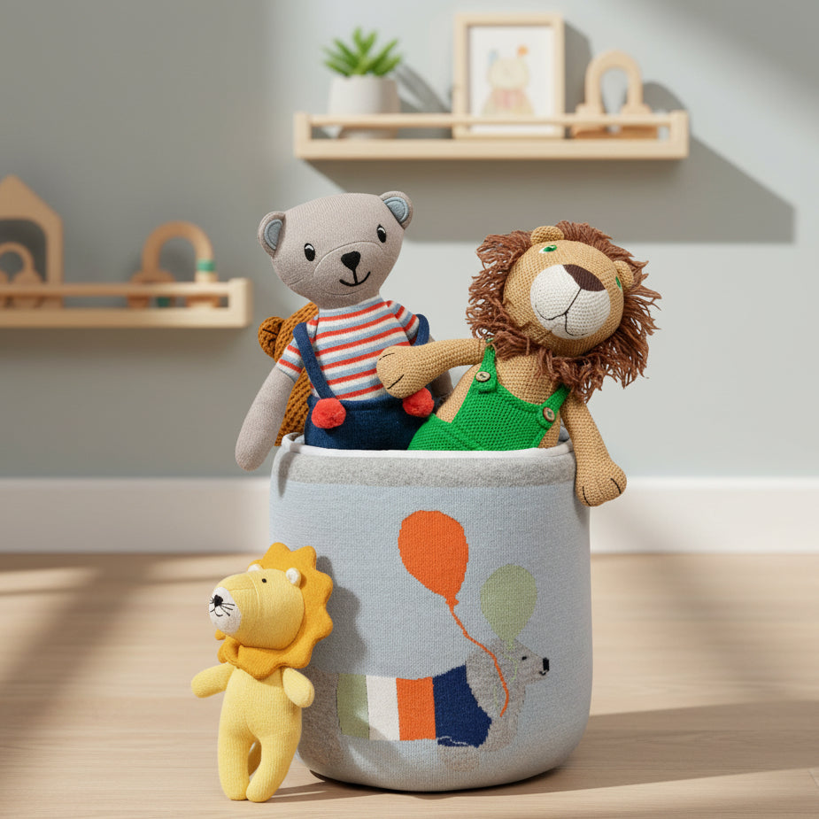 Pomme Cotton Knitted Dog with Balloon Storage Basket