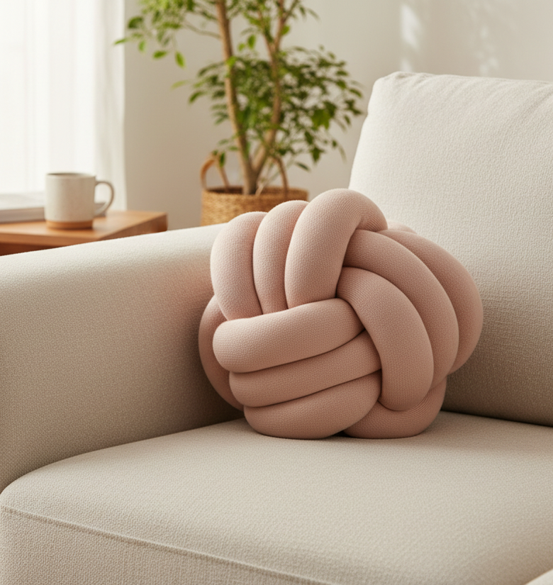 Pomme Cotton Knitted Knot Ball (Peach Blush)