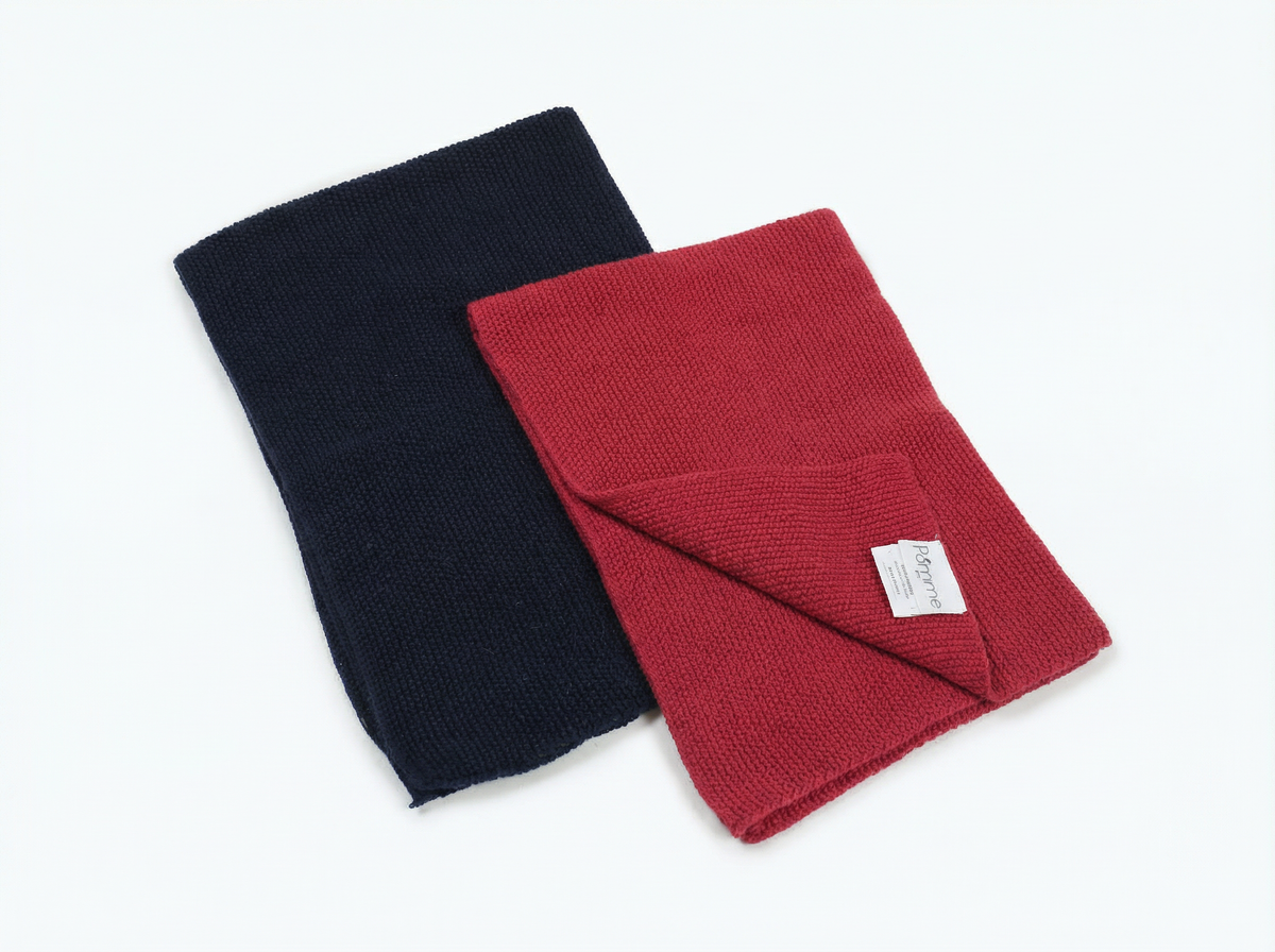 Pomme Pebble Knit Kitchen Towel (Navy/ Red)