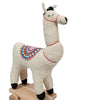 Knitted Soft Toy Ivory Lama On Wooden Cart