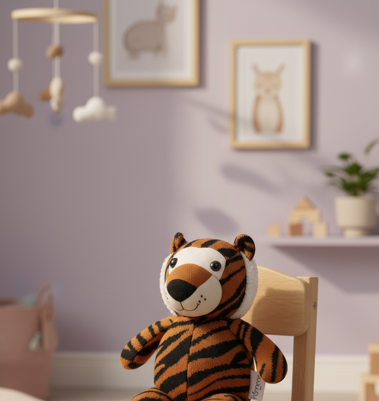 Pomme Soft Knitted Striped Tiger (Orange & Black)
