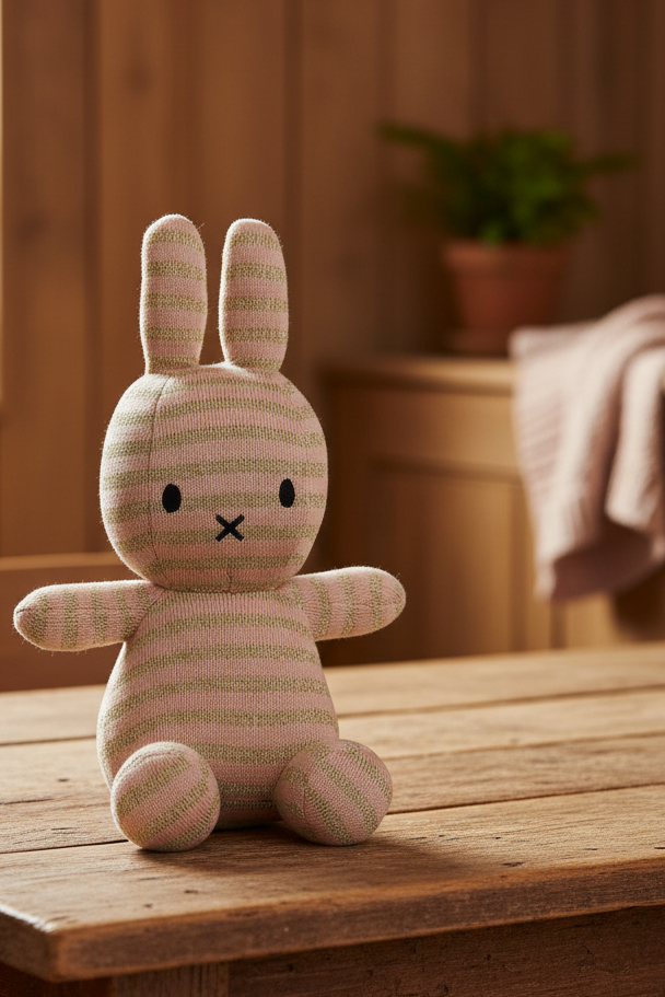 Pomme Cotton Knitted Striped Miffy (Rose)