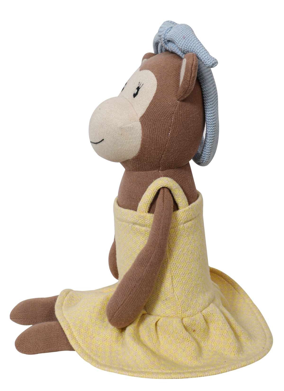 Pomme Cotton Knitted Monkey in Yellow Dress