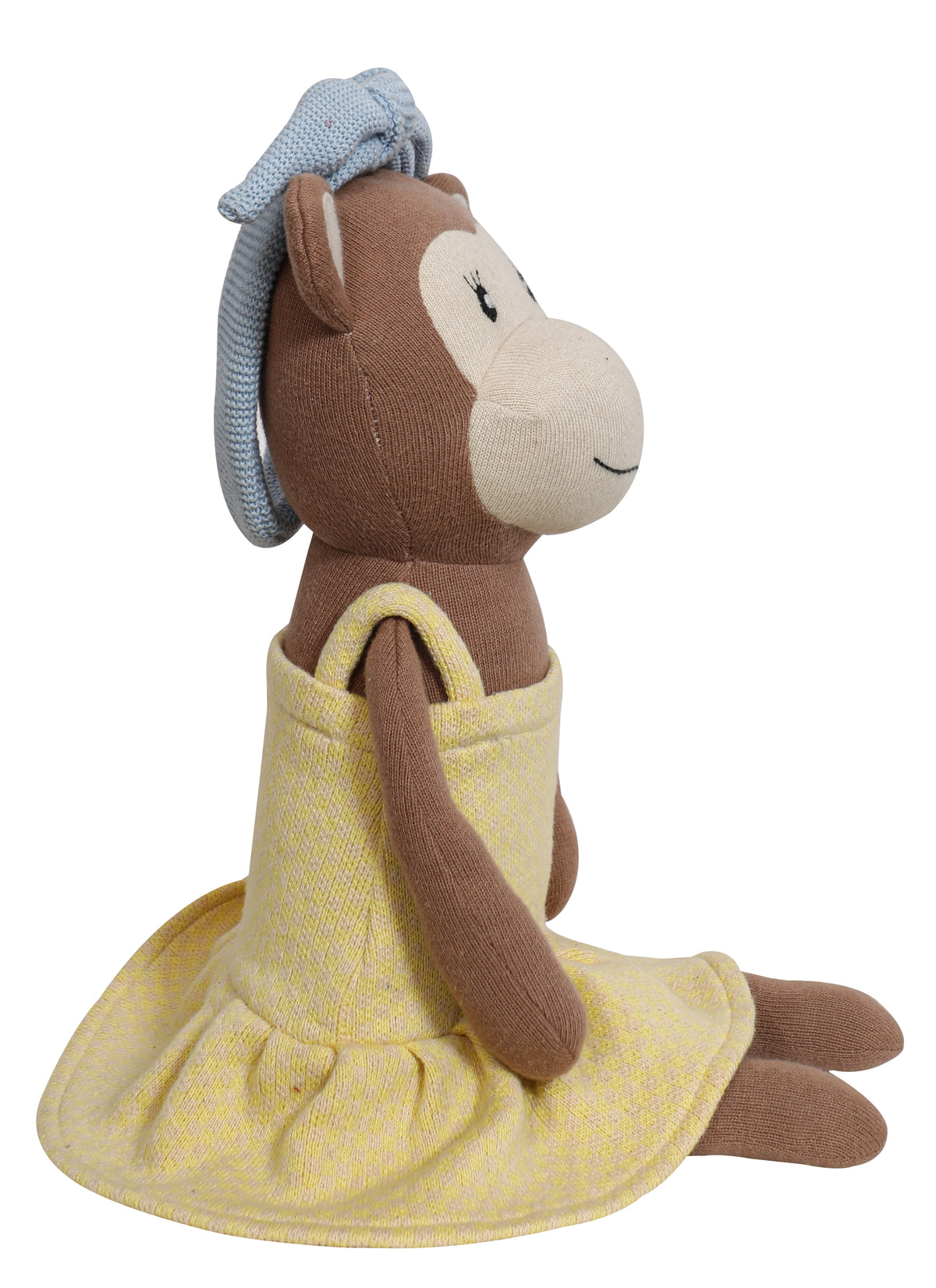 Pomme Cotton Knitted Monkey in Yellow Dress