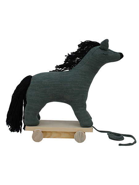 Pomme Soft Knitted Horse With Wooden Cart