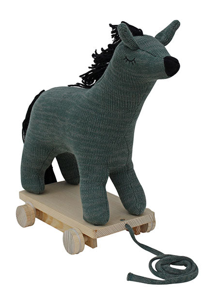 Pomme Soft Knitted Horse With Wooden Cart