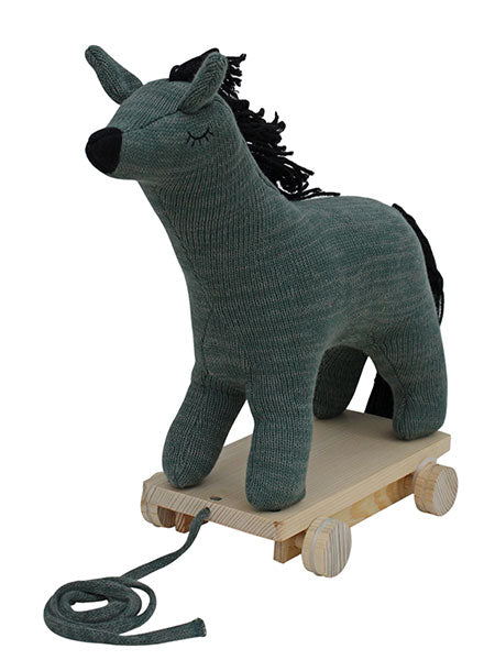 Pomme Soft Knitted Horse With Wooden Cart