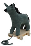 Knitted Soft Toy Horse With Wooden Cart