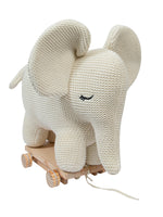 Load image into Gallery viewer, Knitted Soft Toy Elephant With Wooden Cart