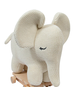 Knitted Soft Toy Elephant With Wooden Cart
